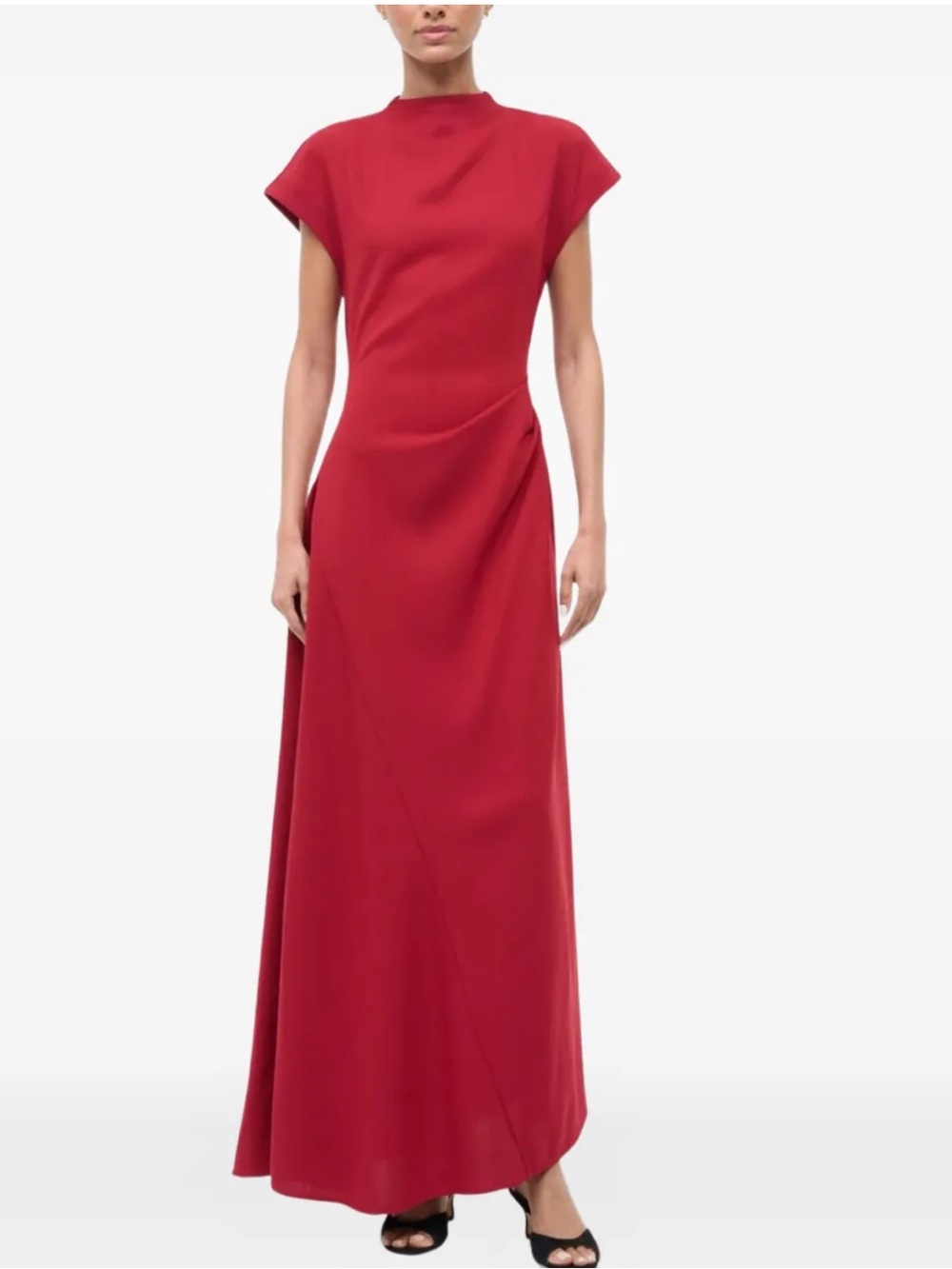 STAUD Zaya Draped Maxi Dress Red Size 0 NWT Designer Gown - Picture 8 of 14
